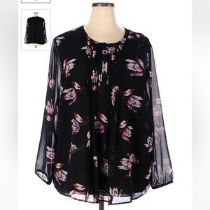 NWT Daniel Rainn Long Sleeve Sheer Plated Blouse